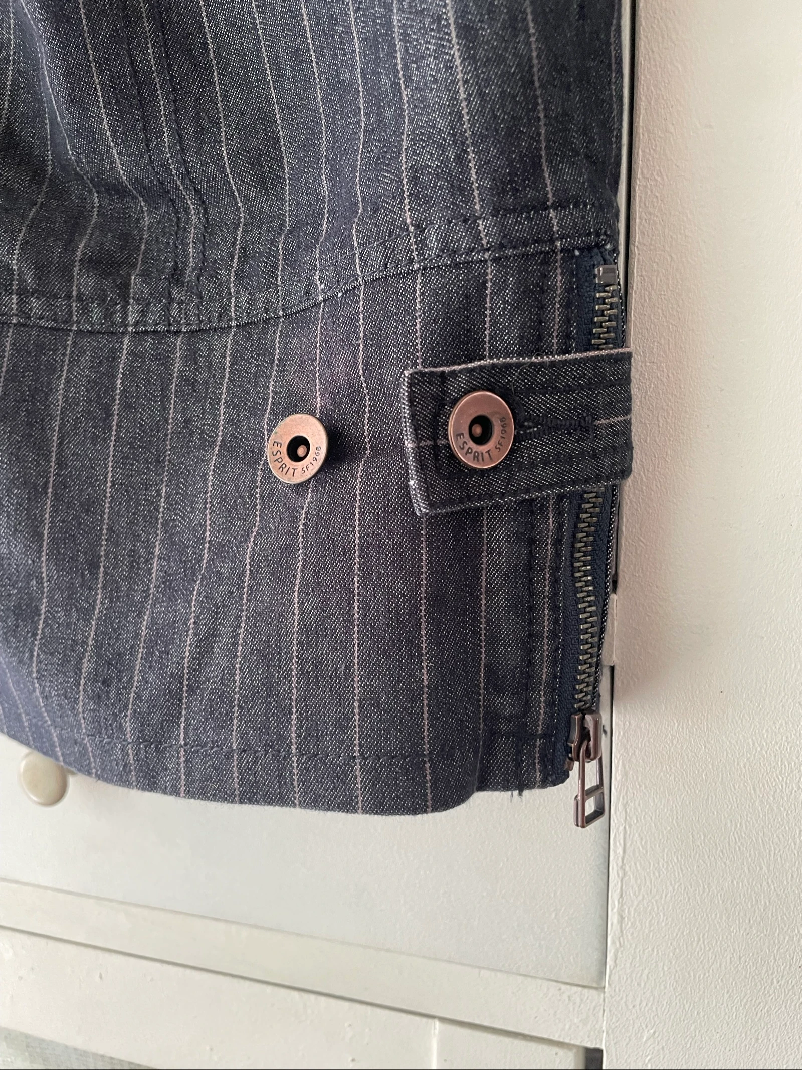 Vintage Gestreepte Donkere Denim Capri Broeken Y2K Urbane Vibes – photo 6